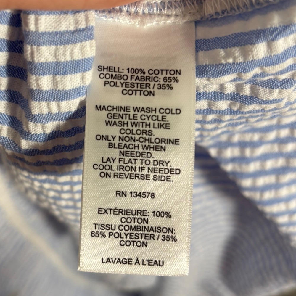 Vineyard Vines Blue and White Striped Sleeveless Shirt Dress with Pink Bow - Picture 7 of 15